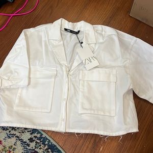 Zara cropped white shirt